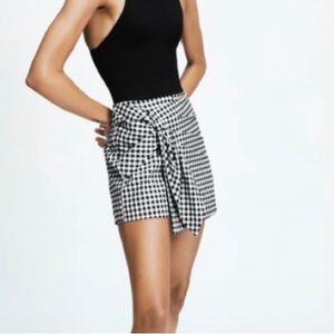 Zara Black White Gingham Skort Skirt